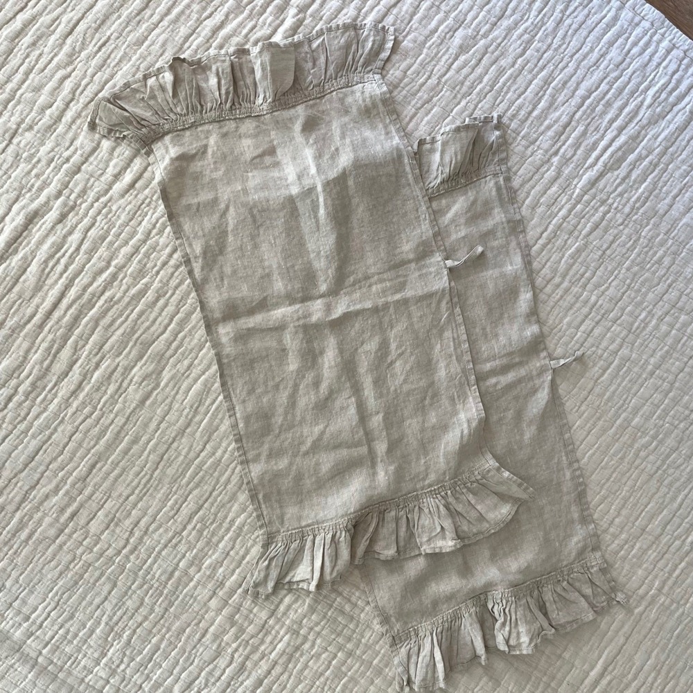 2 100% Linen‎ Ruffle Kitchen Towels - Picture 5 of 9